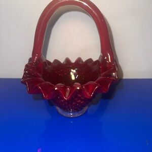 Elegant Red Glass Basket